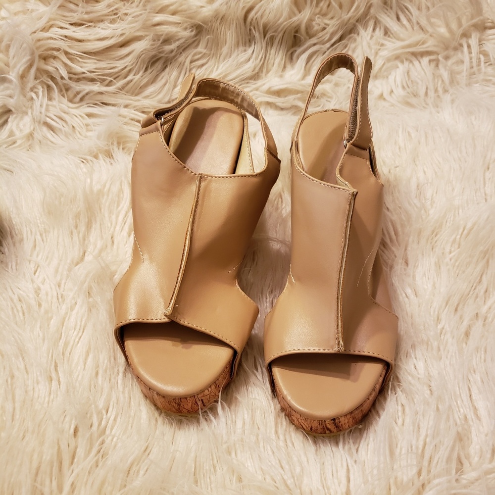 Vegan Leather cork platform sandals siz 12 Euro 43